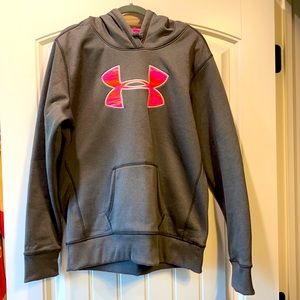 Women’s L Under Armour Hooded Sweatshirt Grey Pink